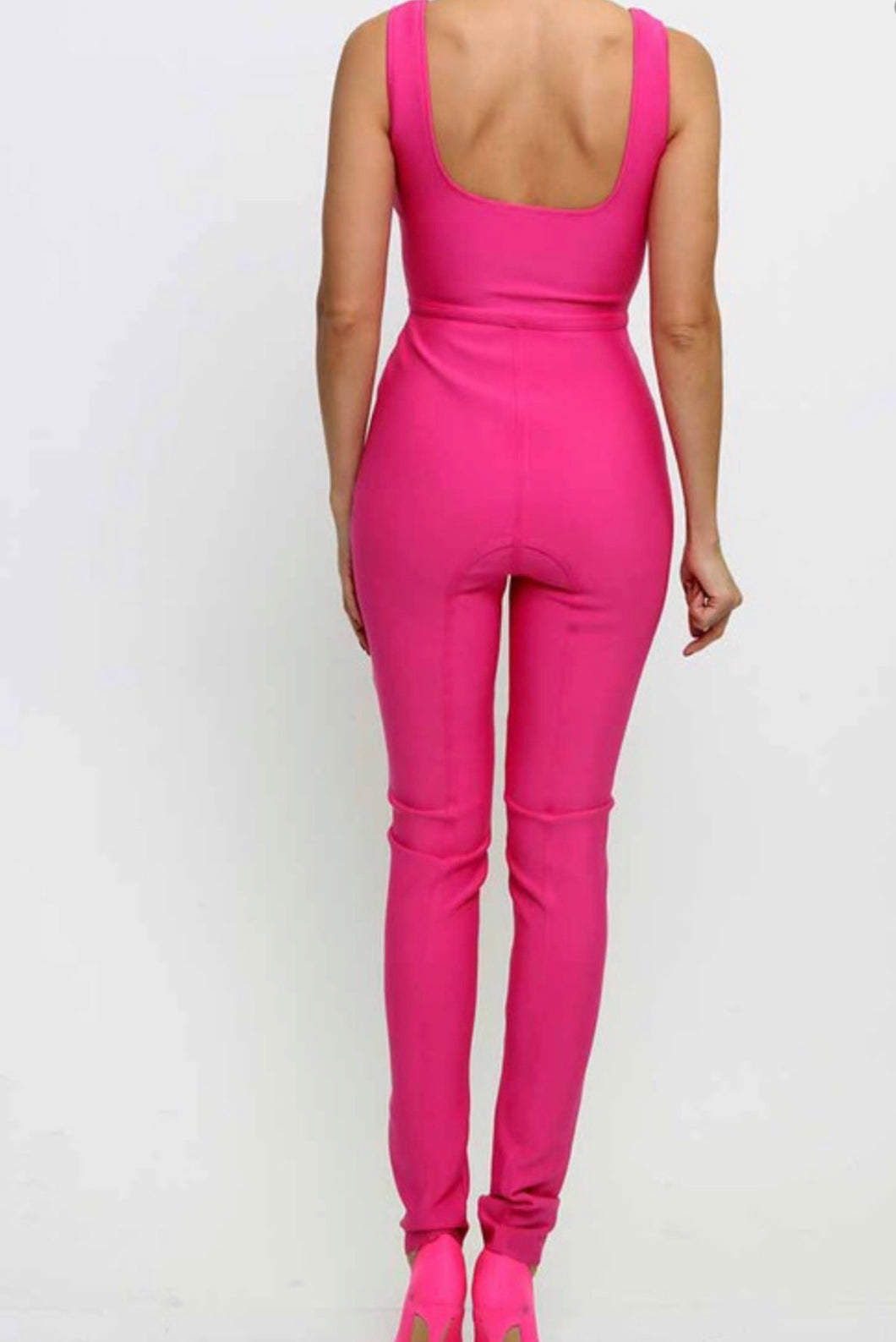 Pink Scuba Spandex Jumpsuit (New Arrivals)