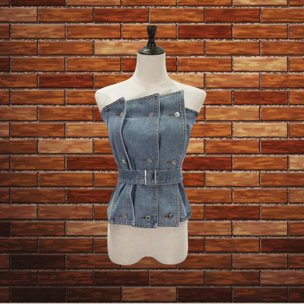 Pleated Jean Halter Top (New Arrivals)