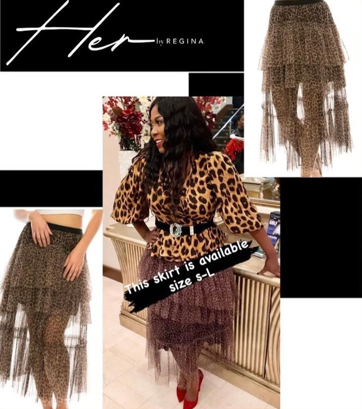 Leopard Print Multi Layerd Skirt